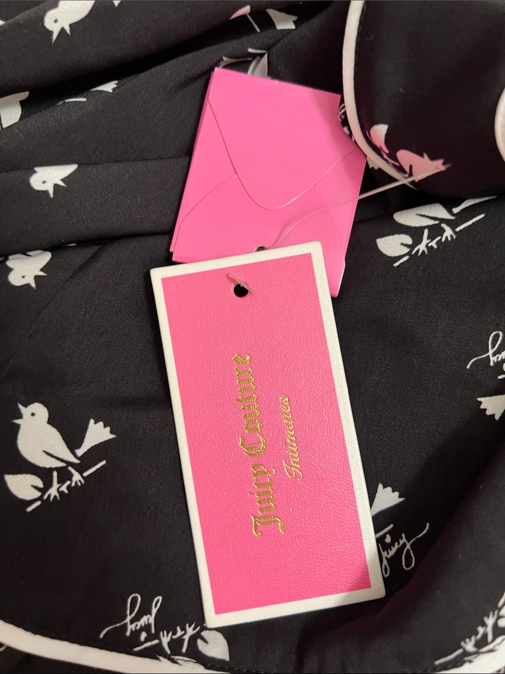 Juicy Couture Bird Print Satin Pajama Set | Cami & Shorts | Size S - Picture 11 of 15